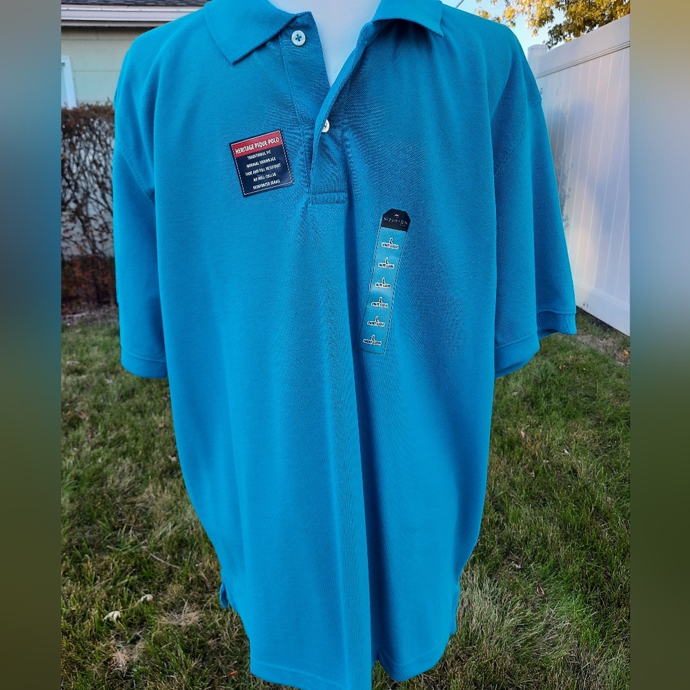 St. John's Bay Men's Short Sleeve Pique Polo, Turquoise Sea